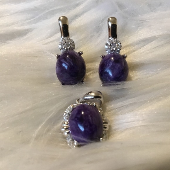 NWOT Vintage Genuine Russian Chariot & Diamond Cut Sapphire Earrings & Pendan - Picture 3 of 12